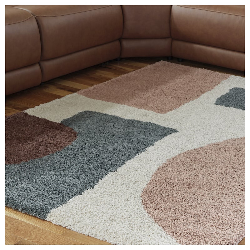 Signature Design by Ashley Flynnwick Pink/Beige 5' x 7' Rug - 63" W x 85" D x 1" H - 63" W x 85" D x 1" H - Rectangle - Pink/Beige