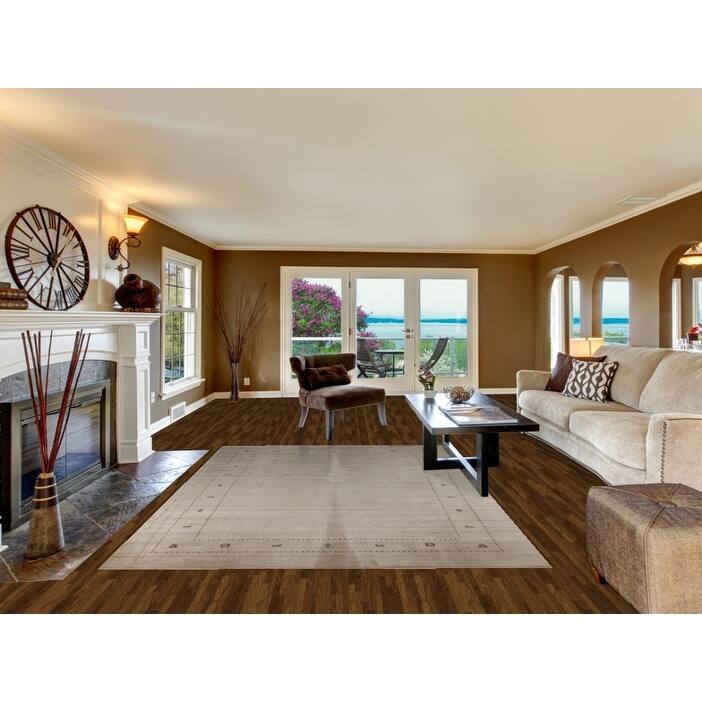 Hand Knotted Oriental 100% Wool Carpet Tribal Tribal Beige & Ivories Gabbeh Area Rug - 9' 5'' X 6' 7''