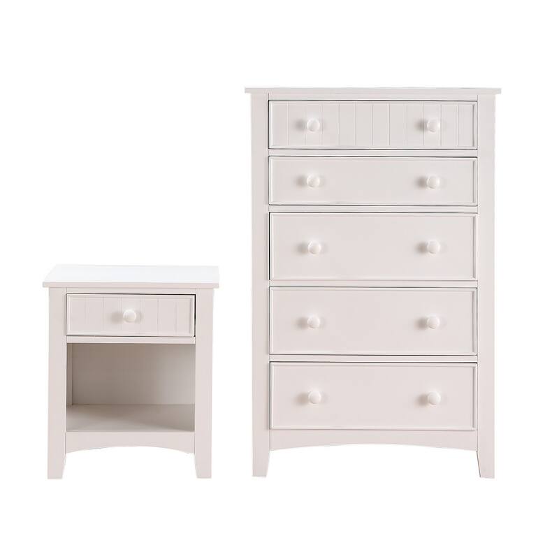 Karine Wooden Nightstand With One Drawer - White