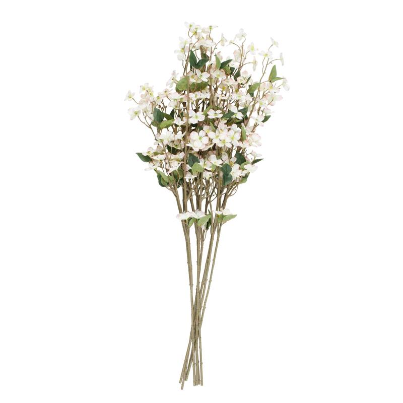 White Faux Foliage Tall Begonia Artificial Flower Stem (Set of 8)