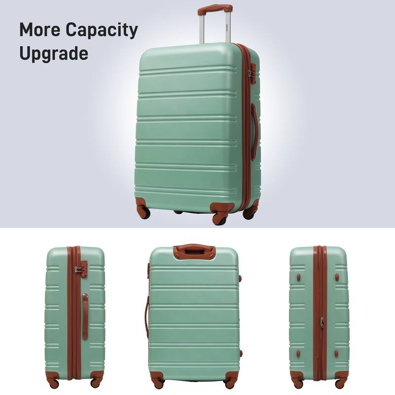 Light Green Trunk Sets 3 Luggage Suitcase with 360° Spinner Wheels and