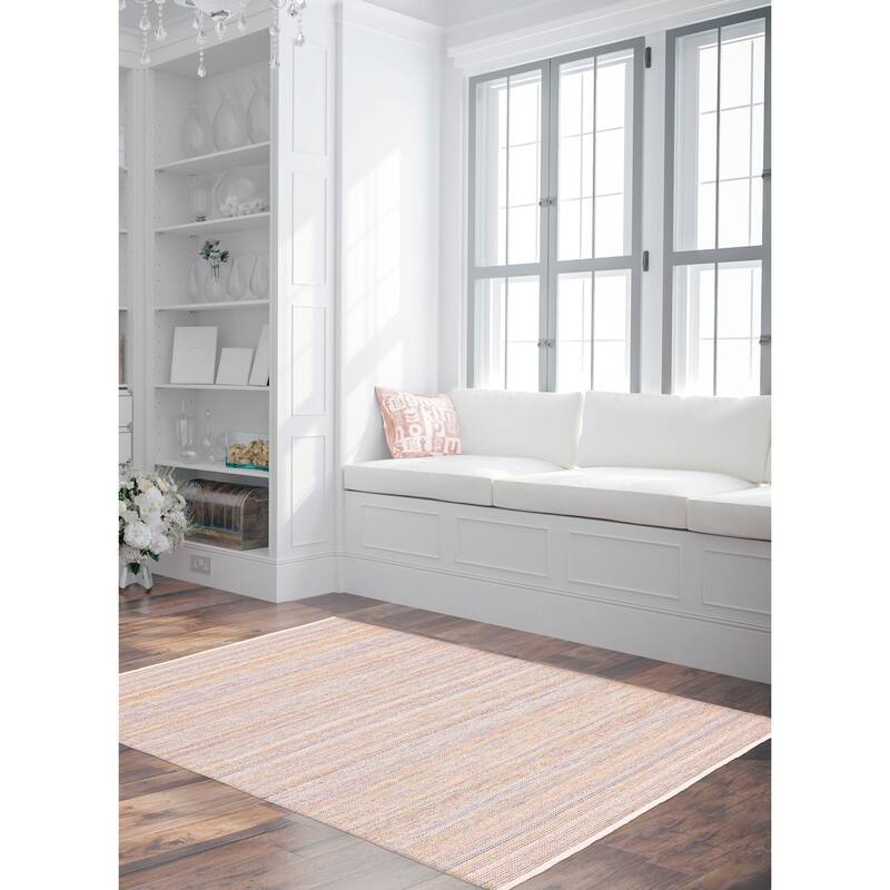 ECARPETGALLERY Flat-Weave Nevada Light Grey Wool Kilim - 5'4 x 7'9