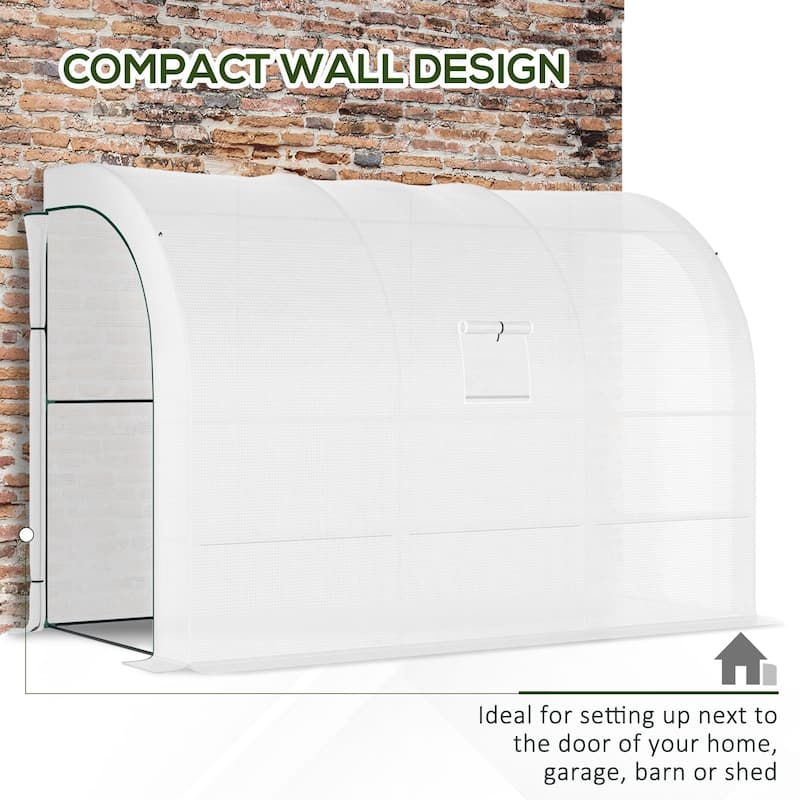 Outsunny 10' x 5' x 7' Outdoor Walk-In Greenhouse, Plant Nursery with Zippered Doors, PE Cover and 3-Tier Shelves