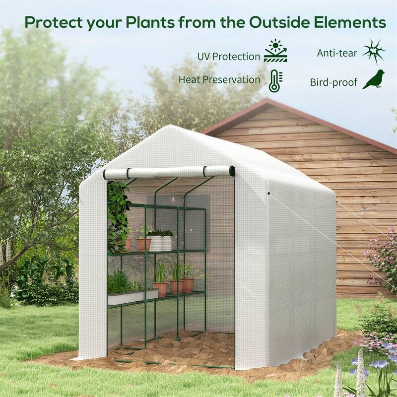 Outsunny Walk-in Greenhouse for Outdoors,Small & Portable Green House - 95.25"x70.75"x82.75"
