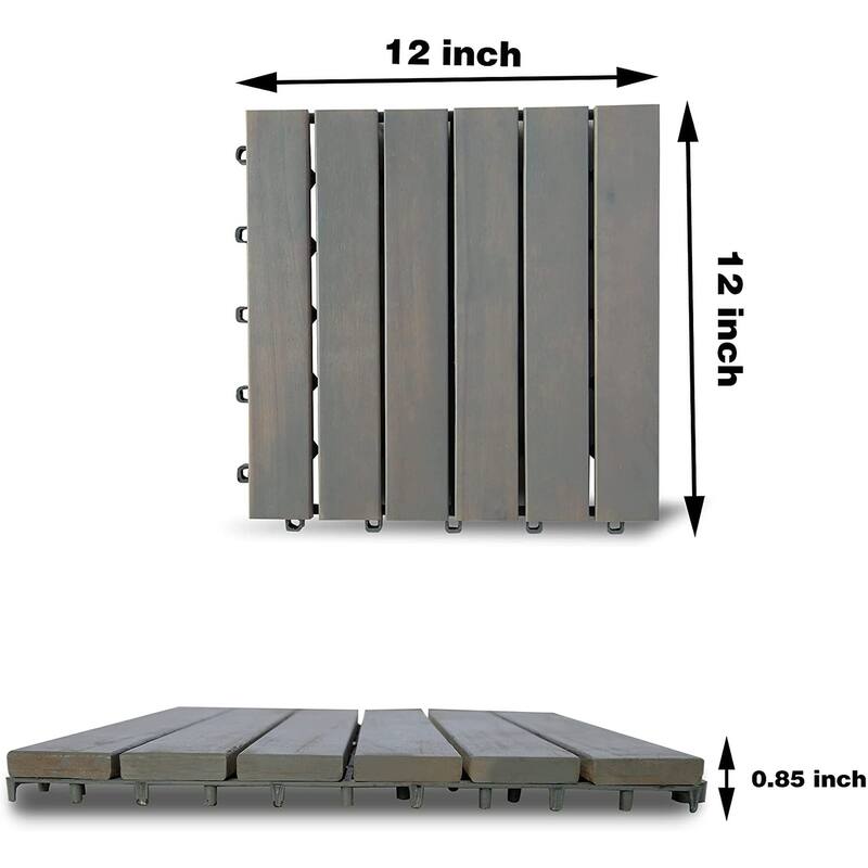 MCombo Deck Tiles 12"x12" 10Pcs, Acacia Wood WF01/02/22/33/44