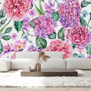 Pink Flowers Wallpaper Peel and Stick and Prepasted - Bed Bath & Beyond ...