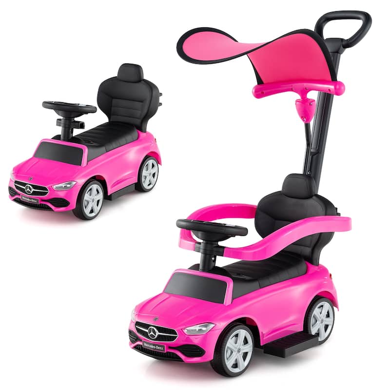 Costway Kids Ride on Push Car Mercedes-Benz Licensed 3-in-1 Sliding - Pink