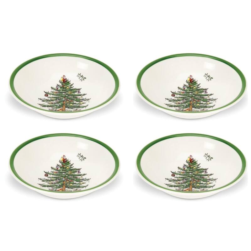 Spode Set of 4 Christmas Tree Cereal Bowls - 8-Inch