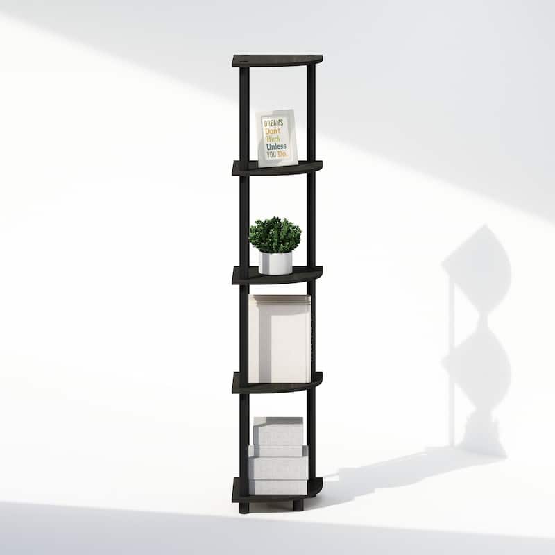5 Tiers Wood Household Shelving Unit in Espresso/Black (11.6 in. W x 57.7 in. H x 11.6 in. D)