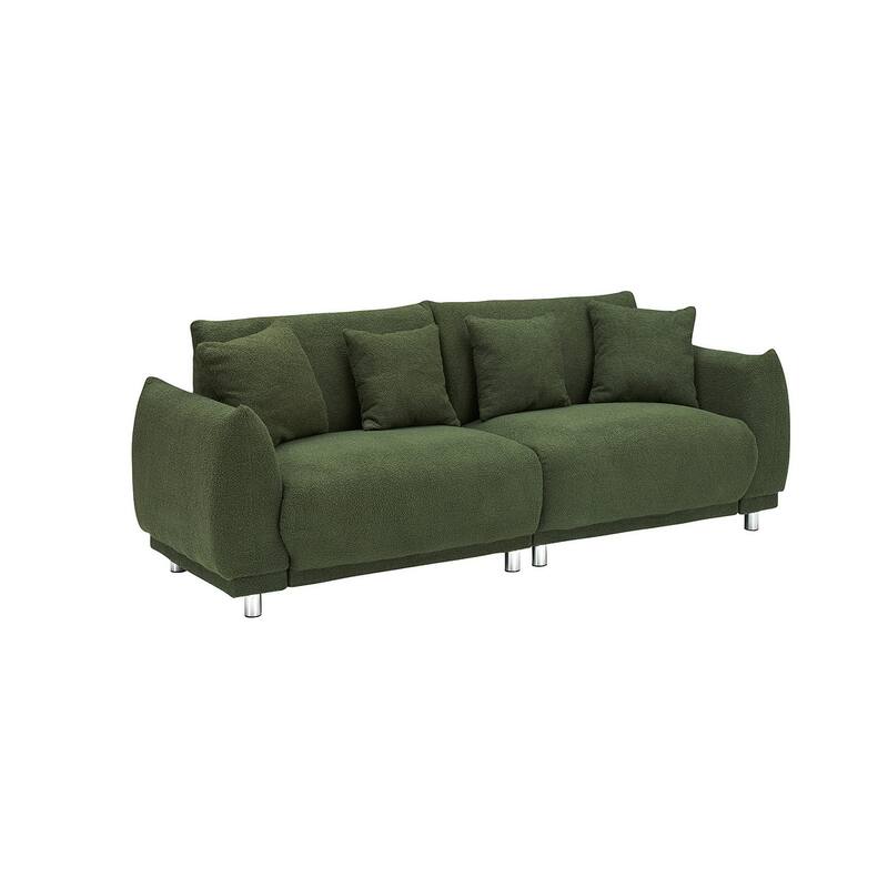 86.6" Teddy velvet large bread sofa with four pillows and hardware feet
