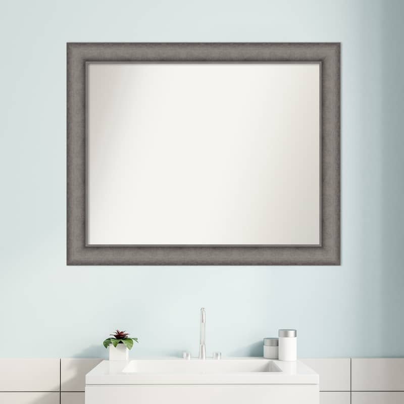 Burnished Concrete Non-Beveled Wood Framed Bathroom Vanity Wall Mirror - Burnished Concrete