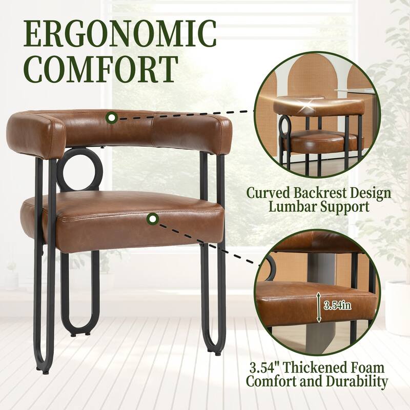 PU Accent Chair Dining Chair Barrel Side Chairs Armchair Set of 2
