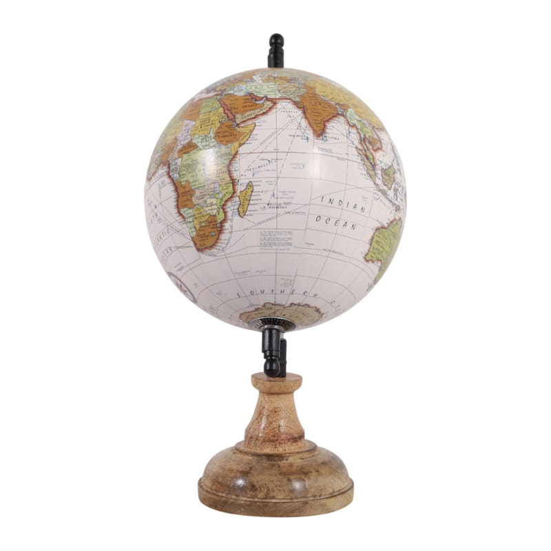 Wood Metal Globe Traditional Style Accent - 12" Brown/Tan - 11.75"