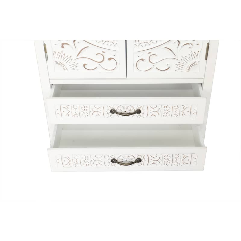 27"Accent Tall Tower White Storage Cabinet - Rustic Wood Sideboard Pantry Cabinet - Versatile Buffet Cabinet with Storage