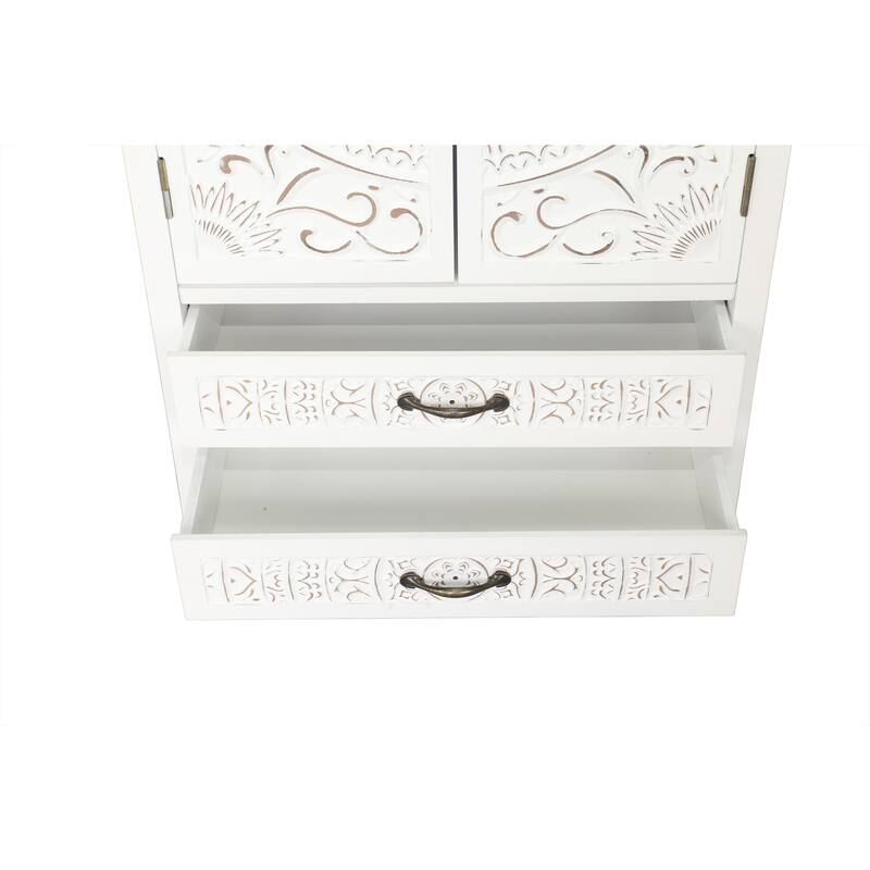 27'' Accent Tall Tower White Storage Cabinet - Rustic Wood Sideboard Pantry Cabinet - Versatile Buffet Cabinet with Stor