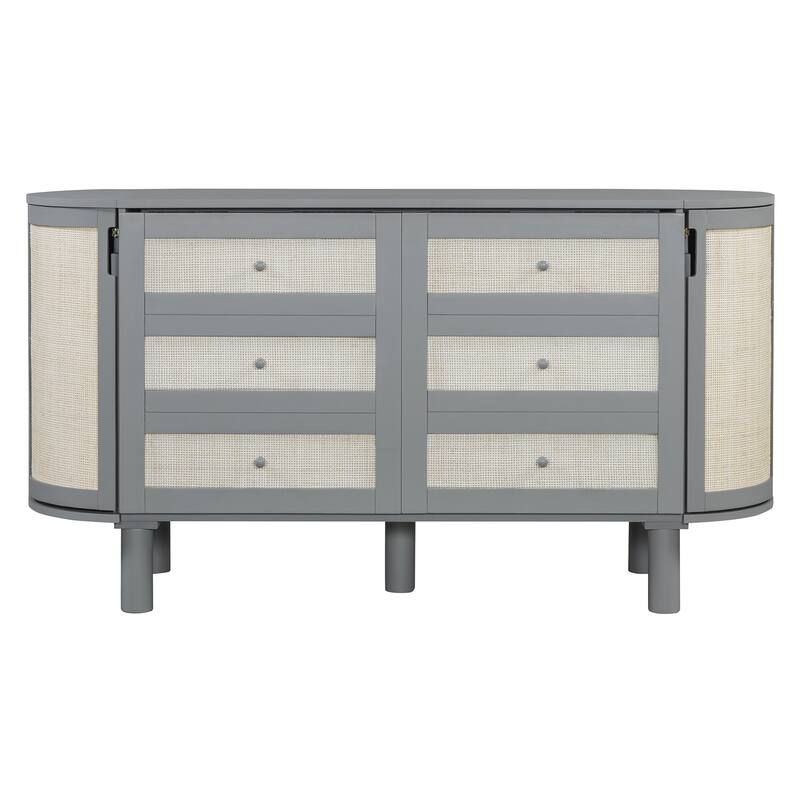 Full Murphy Bed with Hidden Storage & Modern Woven Design,Gray