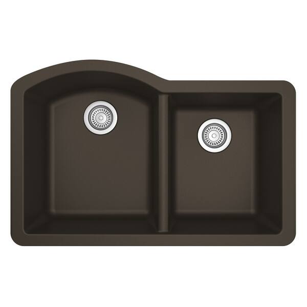 slide 27 of 58, Karran Undermount Quartz Double Bowl Kitchen Sink Brown