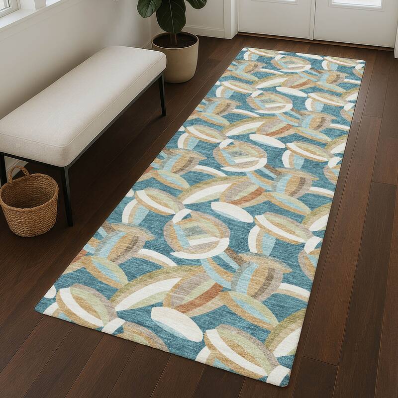 Machine Washable Indoor/ Outdoor Modern Heli Chantille Rug