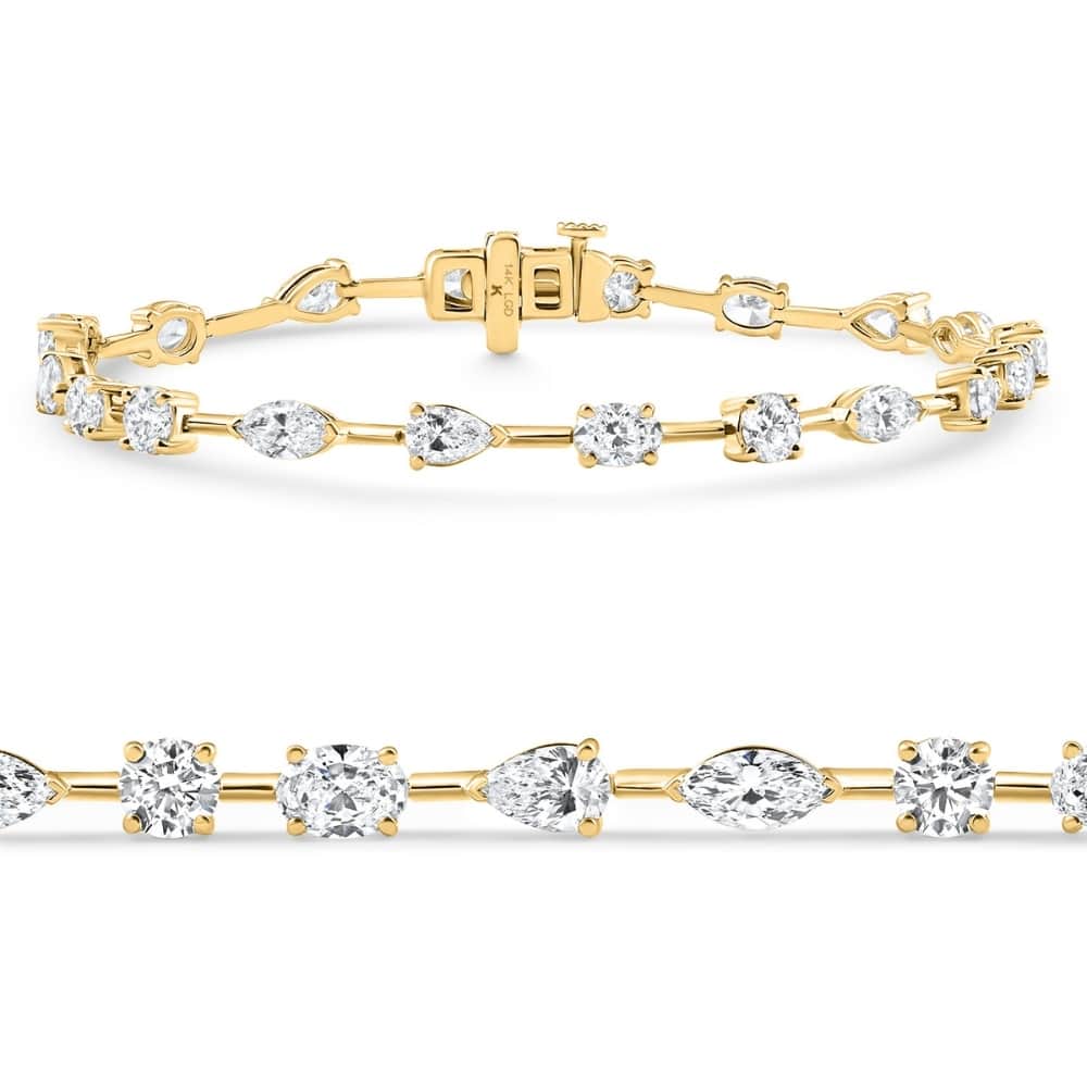 Bliss Diamond 5Ct Mixed Cut Diamond Tennis Bracelet 7" Yellow Gold Lab Grown