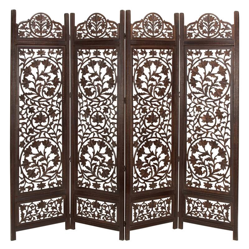Brown MDF Traditional Room Divider Screen 72 x 80 x 1