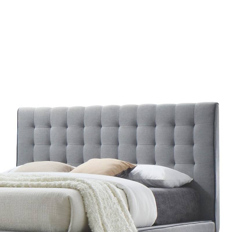 Well-designed Contemporary Style Queen Size Padded Bed, Grey