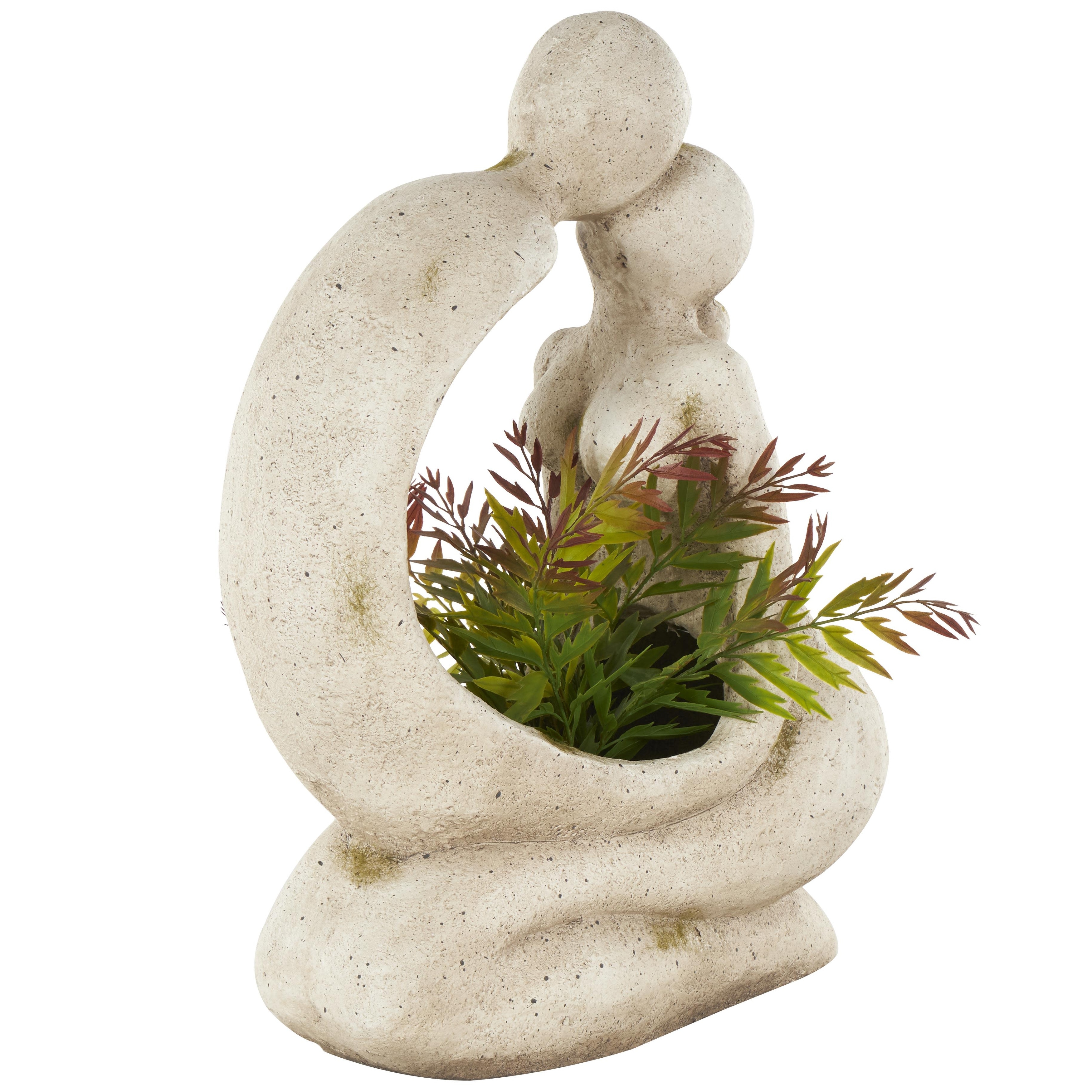 Polystone People Sitting Indoor Outdoor Planter - Cream - Roche River Decor