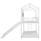 preview thumbnail 30 of 35, House-shaped Twin Over Twin Bunk Bed with MDF Shelf, Metal Bed Frame with Slide, Ladder, Roof, Windows for Kids Fun or Sleep