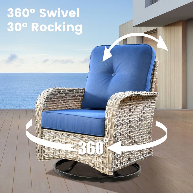 XIZZI 9-piece Patio Furniture Outdoor Wicker Chair Set with Fire Table