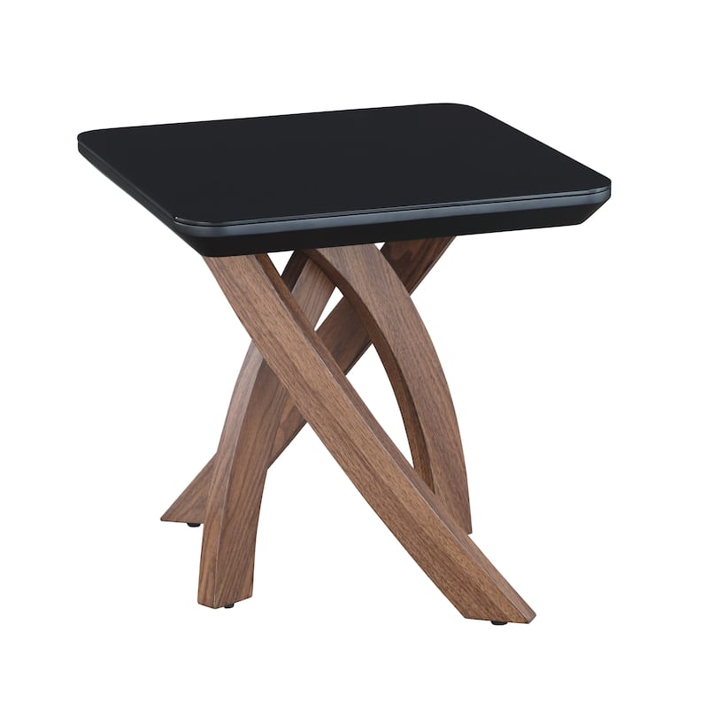 Somette Emerson Modern Black Glass Lamp Table