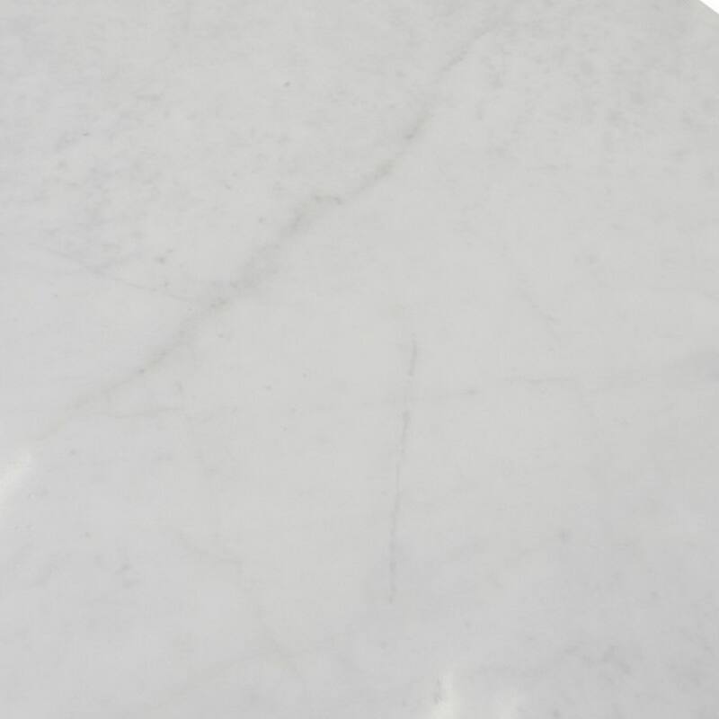 Sufi 21 Inch Side End Table, Round Top, Pedestal Base, Marble White Finish
