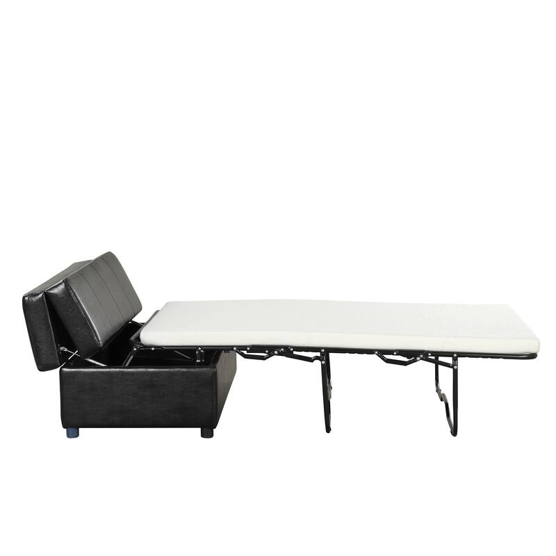 Roomfitters Twin Size Folding Ottoman Sleeper Bed with Mattress, Compact Convertible Guest Bed for Living Room