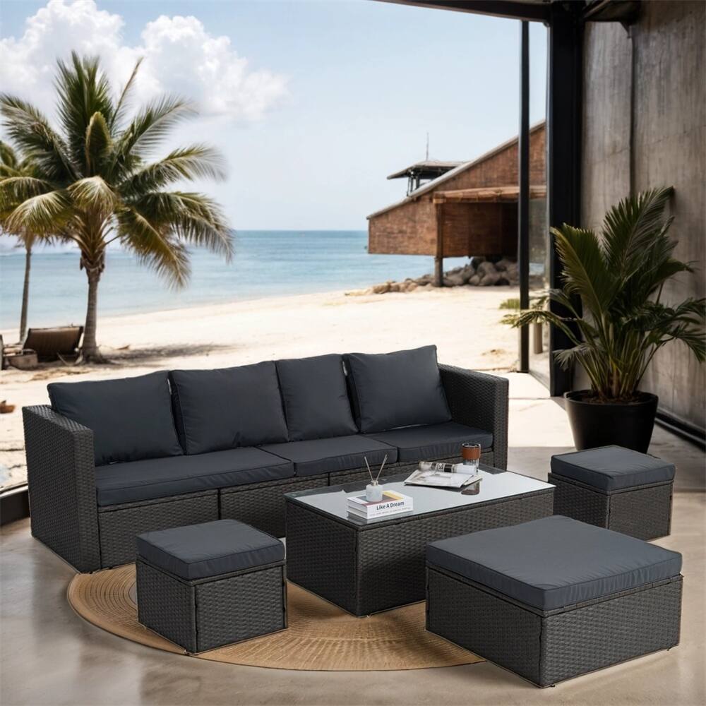 7 Set Wicker Furniture,Patio Furniture,Seasonal PE Wicker Furniture