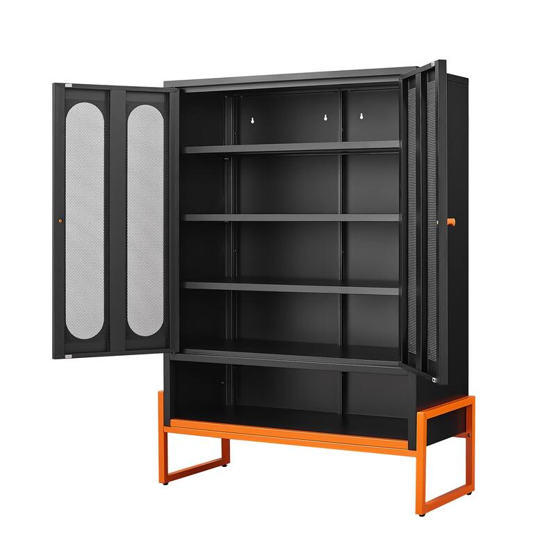 High Foot Double-Sided Mesh Door Shoe Cabinet With Movable Double-Layer Partitions And Hollow Base