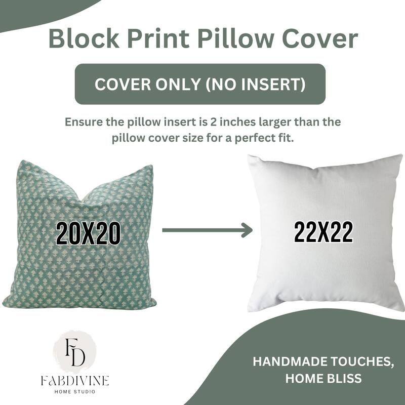 Fabdivine Block Print 12x20 Inch Pillow Cover Pure Linen Floral Farmhouse Decor Accent for Brown Soft, Cushion Case, Kanak Buti