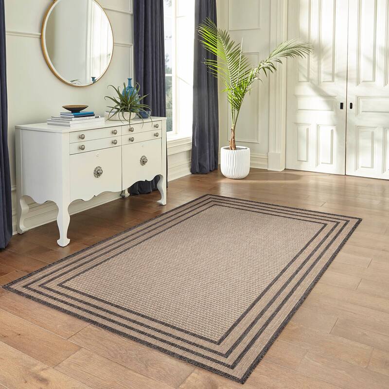 Liora Manne Monaco Striped Border Indoor/Outdoor Area Rug