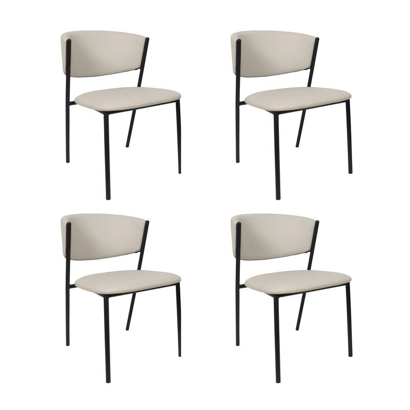 Manhattan Comfort Drift Vegan Leather Metal Side Chair - Set of 4