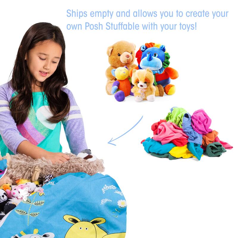 Kids Bean Bag Chair Cover Stuffed Animal Storage or Toy Organizer