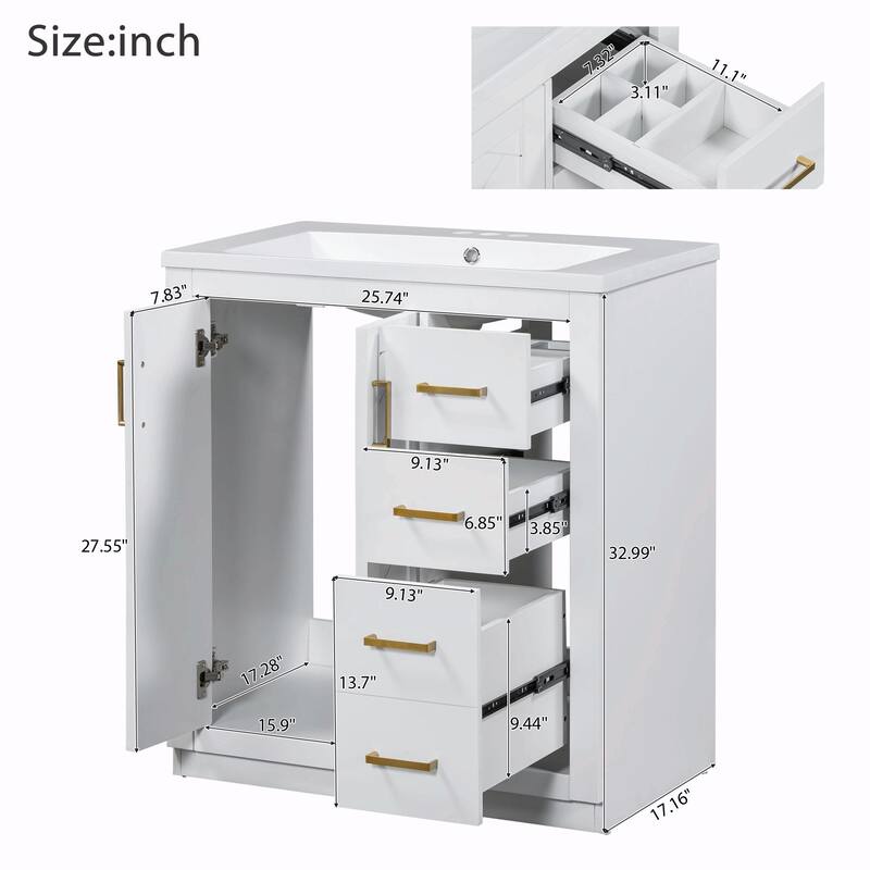 30'' Bathroom Vanity with Resin Sink