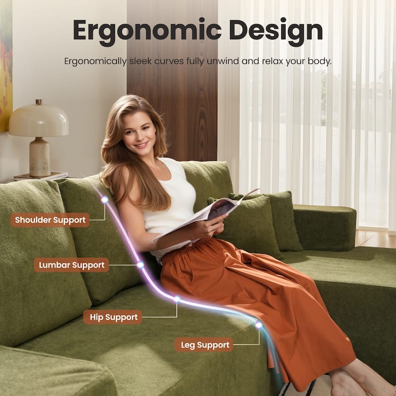 ​​OVIOS Lazy Chaise Lounge Sofa with Ottoman​