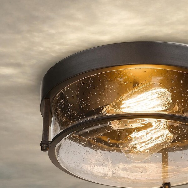 2-Light Farmhouse Flush Mount Ceiling Lights with Seeded Glass