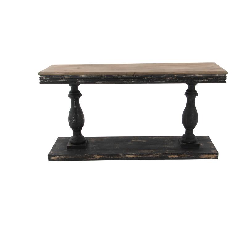 Wood Distressed Console Table with Brown Wood Top - Black - Roche River Decor - 18"Wx59"Lx31"H