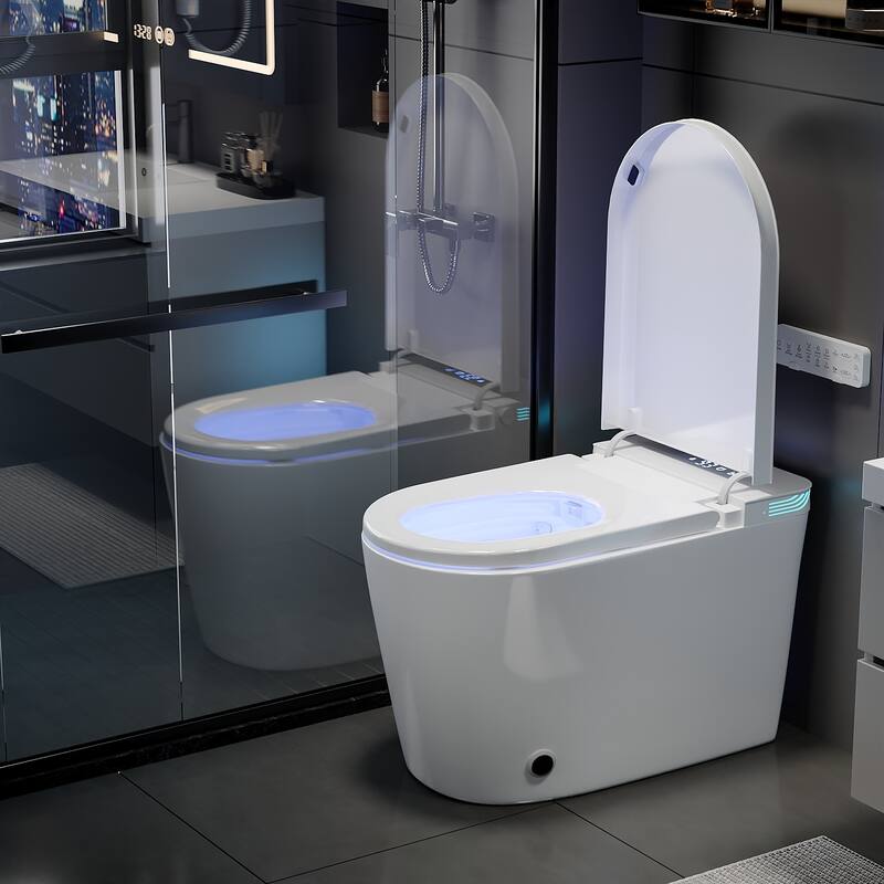 Smart Toilet with Auto Open Lid, Heated Seat & Bidet, One Piece Intelligent Toilet with Remote Control