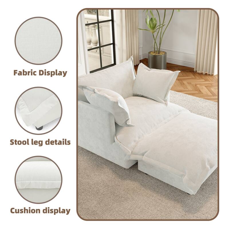 Modern Cloud Chaise Longue Accent Chair with Ottoman set