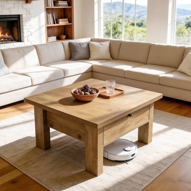 31.5" Square Coffee Table with Storage