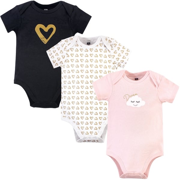 slide 1 of 1, Hudson Baby Infant Girl Cotton Bodysuits 3pk, Dream Love 0-3 Months - Dream Love