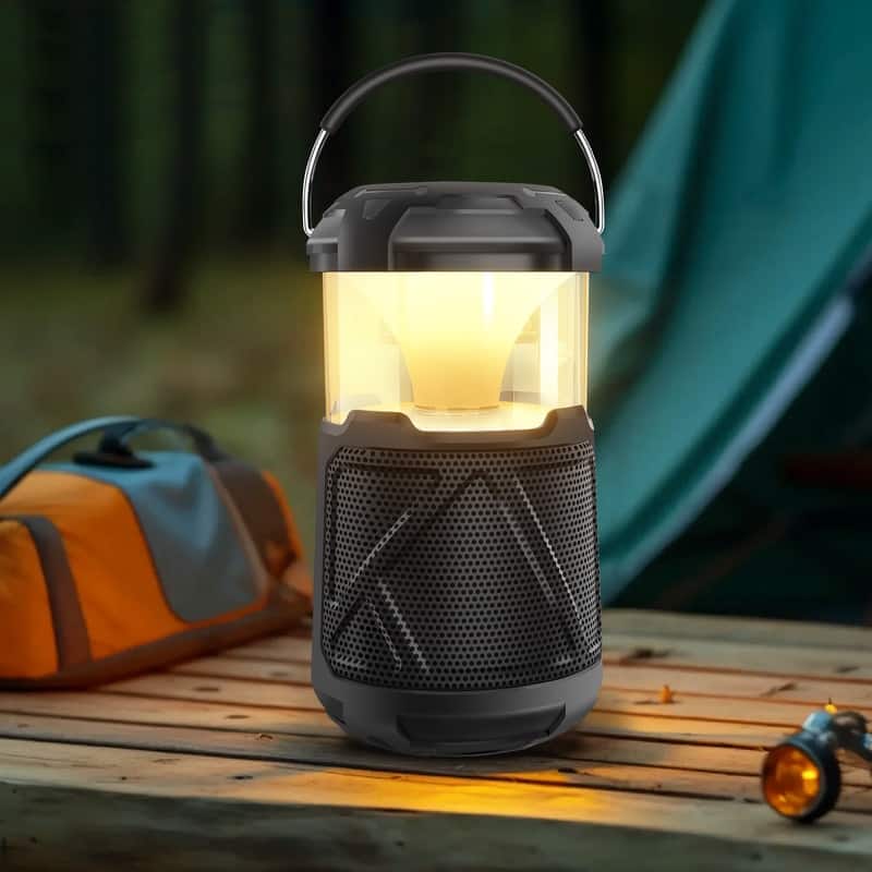 Outdoor Lantern Bluetooth Speaker IPX6 Waterproof Wireless Speaker with LED Light for Camping, Hiking Patio Yard Parties - Black