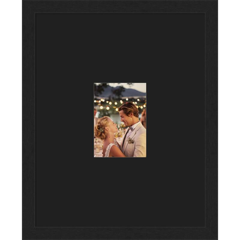 Grace Brushed Gold Narrow Framed Picture Frame, Photo Frame - 16x20 Matted Black 5x7 - Grace Brushed Metallic Black Narrow