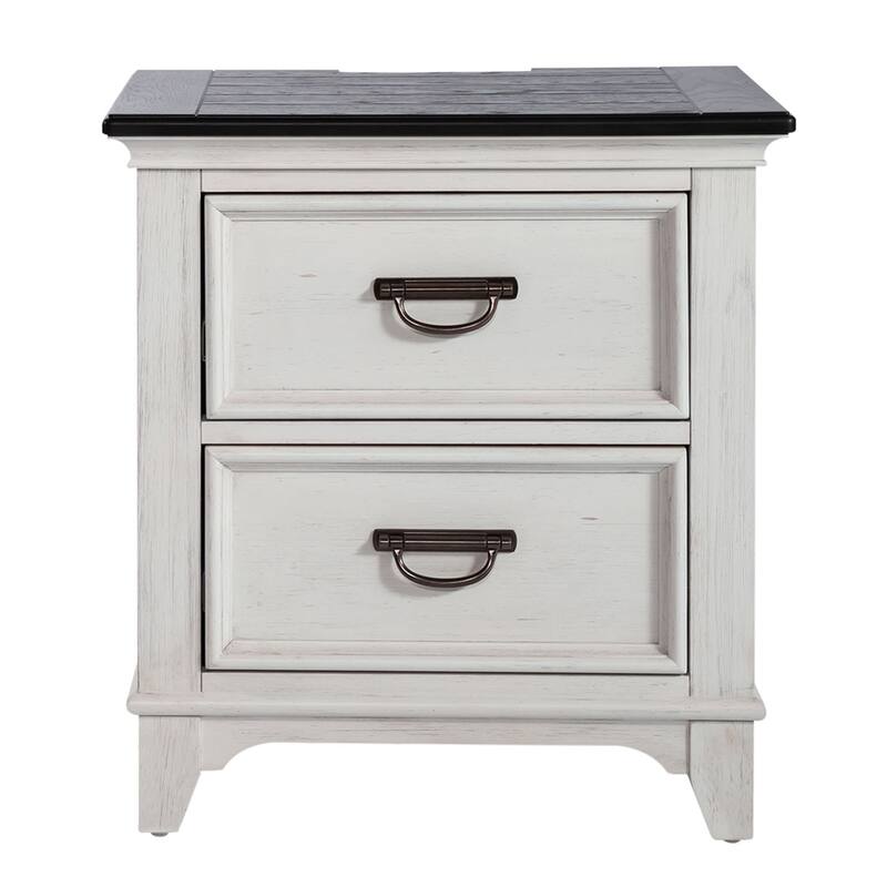 Allyson Park White 2 Drawer Night Stand with Charging Station