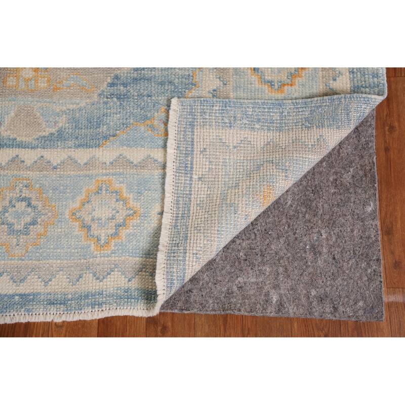 Hand Knotted Oriental 100% Wool Carpet Transitional All-Over Navy Blue & Blues Oushak Area Rug - 11' 2'' X 8' 5''
