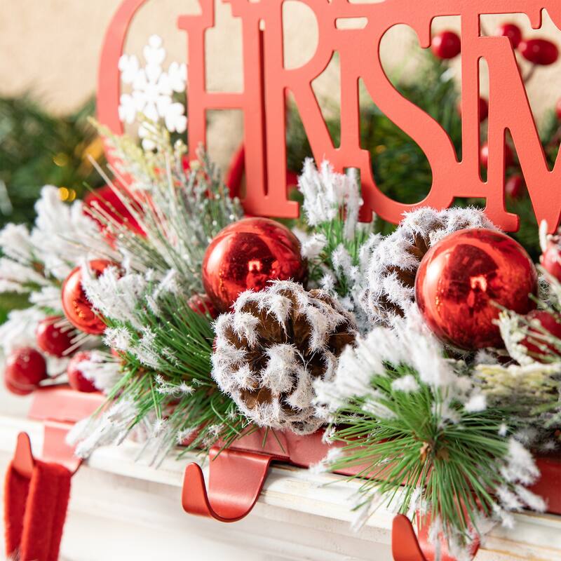 Glitzhome 14.5"L Christmas Metal MERRY CHRISTMAS Stocking Holder